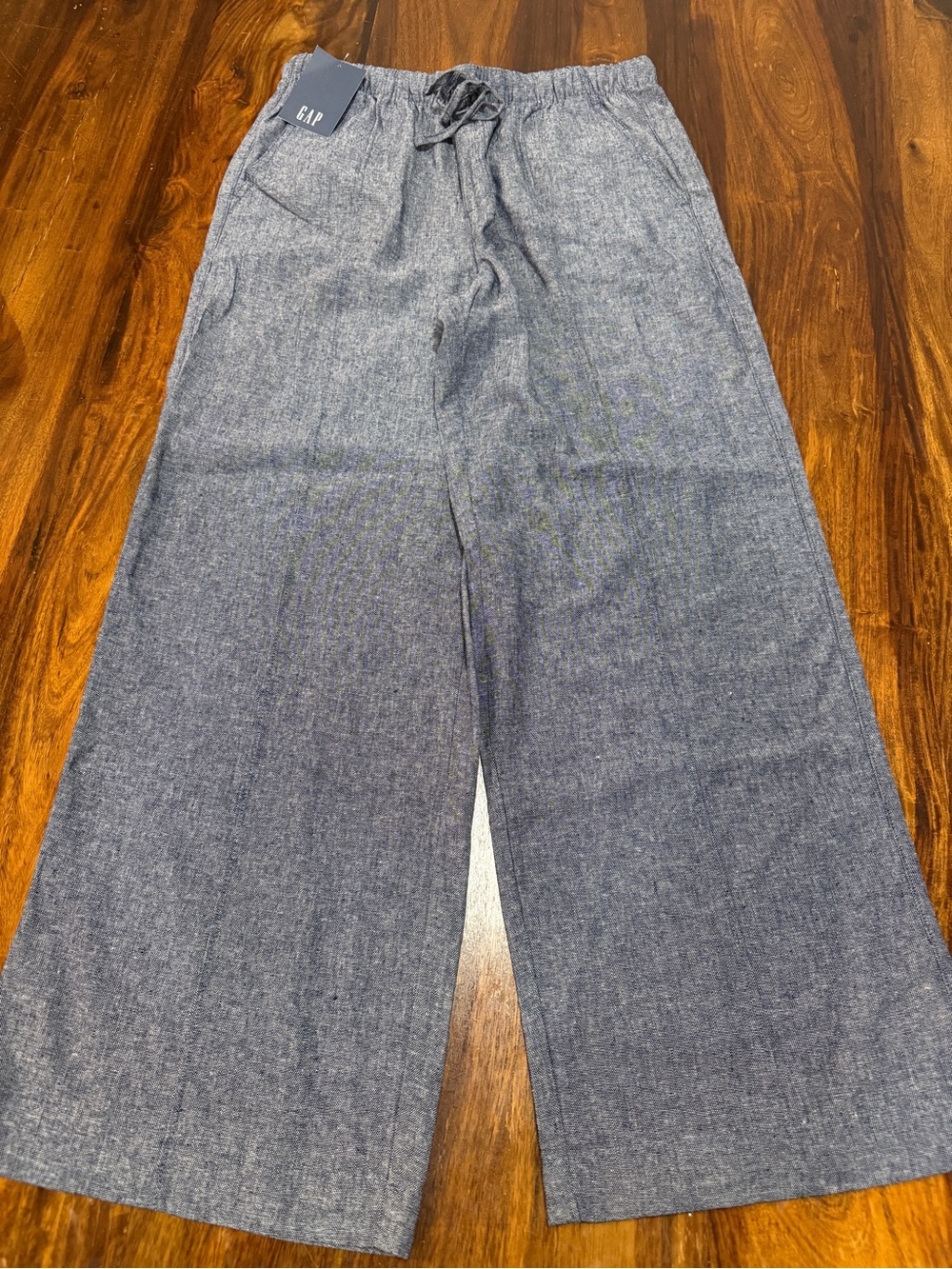 NWT GAP Linen Wide Leg Pants in Heathered Blue Coastal